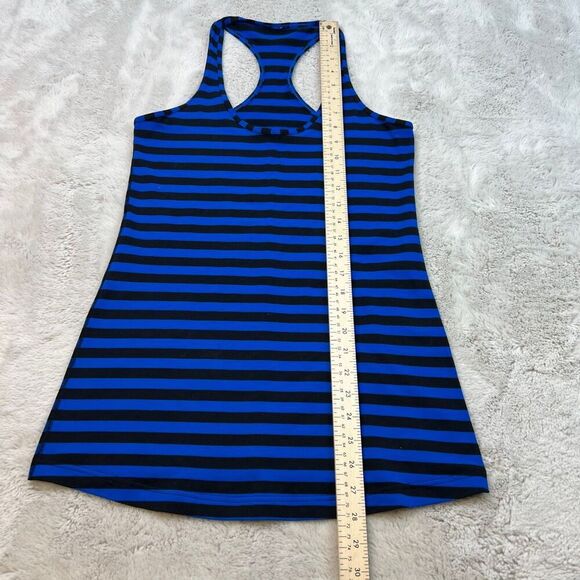 Lululemon Tank Top Womens 6 Blue Black Stripe Racerback Stretch Yoga Gym Workout - Picture 4 of 6